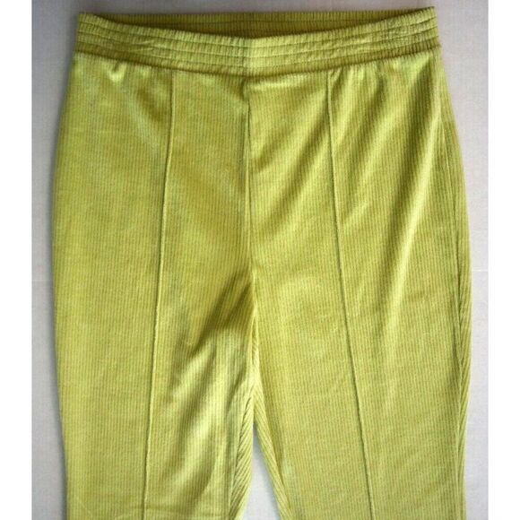 Aerie Women's Sz Medium Batalia Green Groove-On Ribbed Velour Flare Leg Pants - Picture 7 of 12